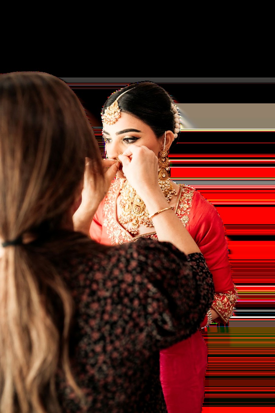 Bridal makeup being applied by a Rozina's artist